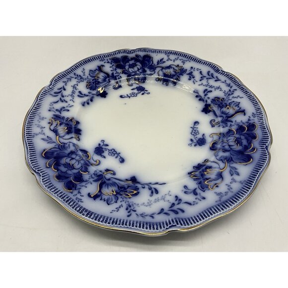 Johnson Bros. Richmond Flow Blue Gilt Floral 9" Plate and Cup an Saucer Set - Picture 7 of 16